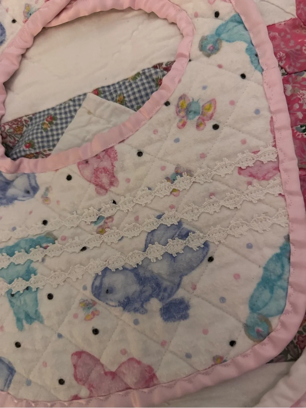Handmade Baby Bib and Burp Cloth Set - Pink, Blue, Teal Pony Print